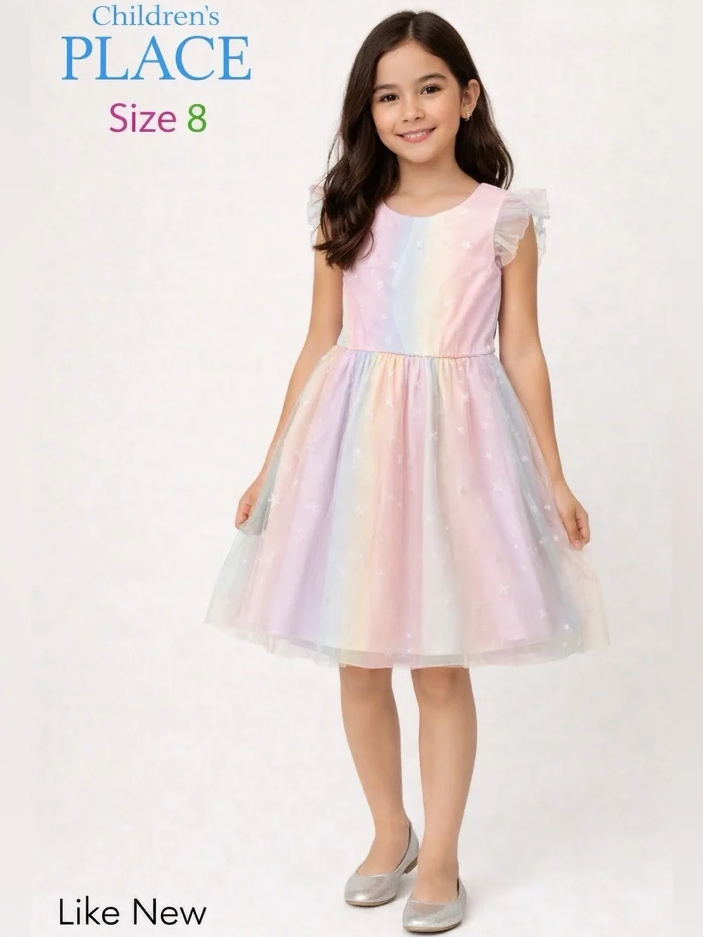 Children’s Place Pastel Rainbow Tulle Dress Size 8 Like New